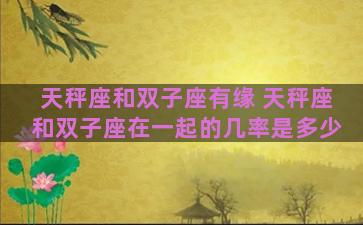 天秤座和双子座有缘 天秤座和双子座在一起的几率是多少